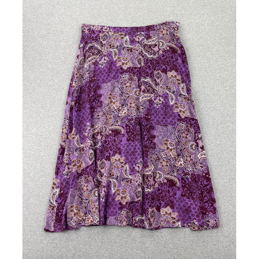 y2k Coldwater Creek Paisley Floral Maxi Skirt PL Purple Fairy Hippie Boho Indie